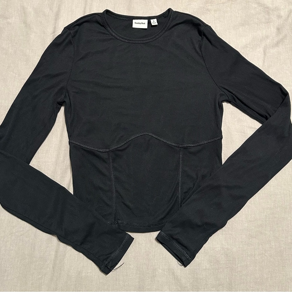 Aritzia Sunday Best Black Long Sleeve Top